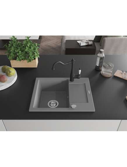 Mexen Enzo zlewozmywak granitowy 1-komorowy z ociekaczem i baterią kuchenną Carla, szary - 6506-71-670700-70, изображение 3