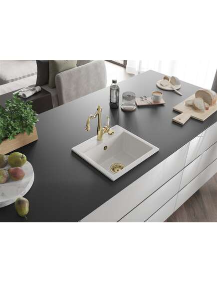 Mexen Milo zlewozmywak granitowy 1-komorowy z baterią kuchenną Carla, biały - 6505-20-670700-50, изображение 2