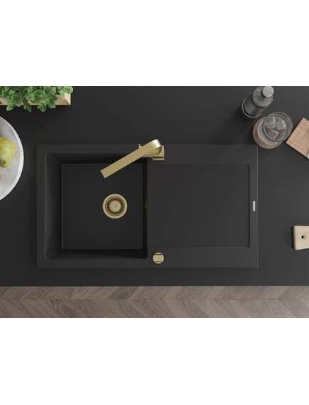 Mexen Leo zlewozmywak granitowy 1-komorowy z ociekaczem i baterią kuchenną Rita, czarny  - 6501-77-670300-50, 4 image