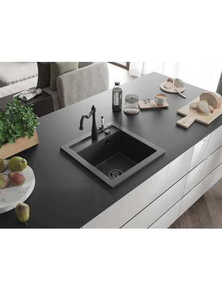 Mexen Vito zlewozmywak granitowy 1-komorowy z baterią kuchenną Carla, czarny nakrapiany - 6503-76-670700-70-B, изображение 2