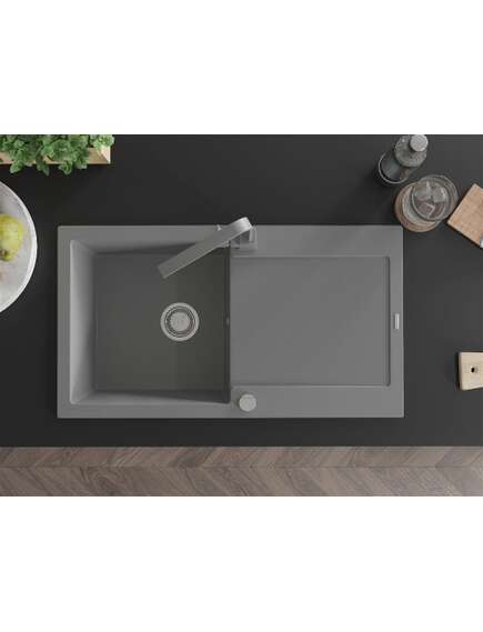 Mexen Leo zlewozmywak granitowy 1-komorowy z ociekaczem i baterią kuchenną Rita, szary - 6501-71-670300-71, изображение 4