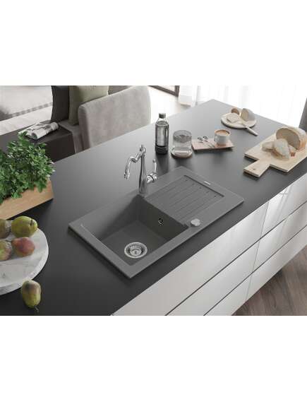 Mexen Pablo zlewozmywak granitowy 1-komorowy z ociekaczem i baterią kuchenną Carla, szary - 6510-71-670700-00, изображение 2