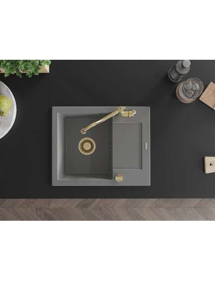 Mexen Enzo zlewozmywak granitowy 1-komorowy z ociekaczem i baterią kuchenną Carla, szary - 6506-71-670700-50, изображение 4