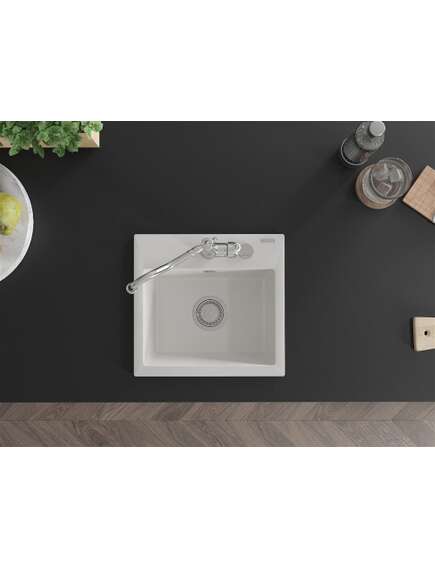 Mexen Milo zlewozmywak granitowy 1-komorowy z baterią kuchenną Carla, biały - 6505-20-670700-00, изображение 4