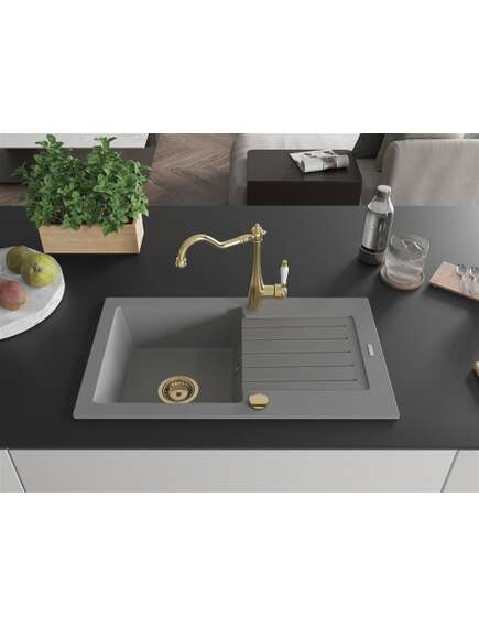 Mexen Pablo zlewozmywak granitowy 1-komorowy z ociekaczem i baterią kuchenną Carla, szary - 6510-71-670700-50, изображение 3