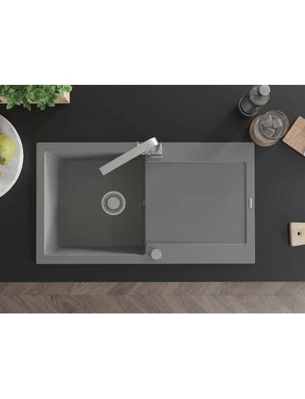 Mexen Leo zlewozmywak granitowy 1-komorowy z ociekaczem i baterią kuchenną Rita, szary - 6501-71-670300-00, 4 image