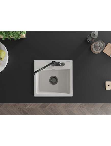 Mexen Milo zlewozmywak granitowy 1-komorowy z baterią kuchenną Carla, biały - 6505-20-670700-70, изображение 4