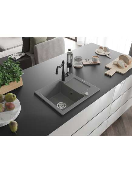 Mexen Enzo zlewozmywak granitowy 1-komorowy z ociekaczem i baterią kuchenną Carla, szary - 6506-71-670700-70, изображение 2
