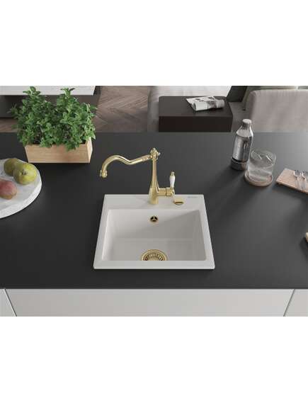 Mexen Milo zlewozmywak granitowy 1-komorowy z baterią kuchenną Carla, biały - 6505-20-670700-50, изображение 3