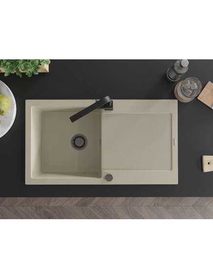 Mexen Leo zlewozmywak granitowy 1-komorowy z ociekaczem i baterią kuchenną Rita, beżowy - 6501-69-670300-70, изображение 4