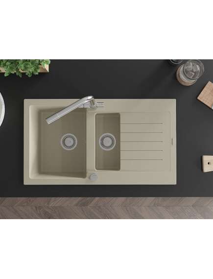 Mexen Matias zlewozmywak granitowy 1,5-komorowy z ociekaczem i baterią kuchenną Duero, beżowy - 6502-69-671600-00, изображение 4