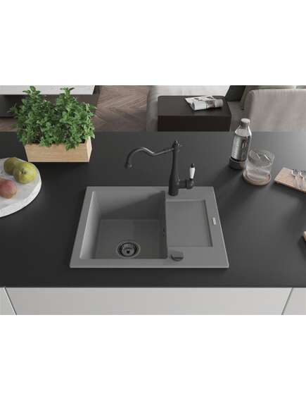 Mexen Enzo zlewozmywak granitowy 1-komorowy z ociekaczem i baterią kuchenną Carla, szary - 6506-71-670700-70-B, изображение 3