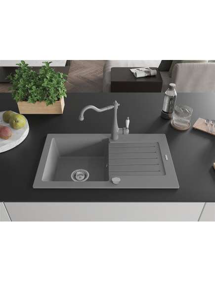 Mexen Pablo zlewozmywak granitowy 1-komorowy z ociekaczem i baterią kuchenną Carla, szary - 6510-71-670700-71, изображение 3