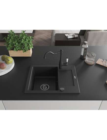 Mexen Enzo zlewozmywak granitowy 1-komorowy z ociekaczem i baterią kuchenną Carla, czarny - 6506-77-670700-70-B, изображение 3