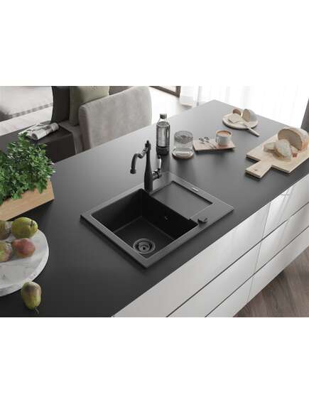 Mexen Enzo zlewozmywak granitowy 1-komorowy z ociekaczem i baterią kuchenną Carla, czarny - 6506-77-670700-70-B, изображение 2