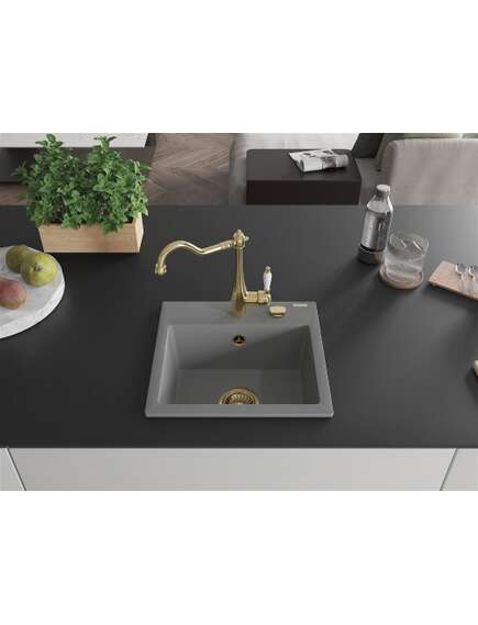 Mexen Milo zlewozmywak granitowy 1-komorowy z baterią kuchenną Carla, szary - 6505-71-670700-50, изображение 3