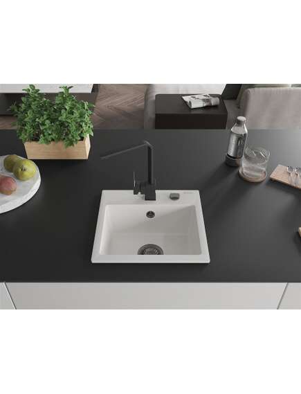 Mexen Milo zlewozmywak granitowy 1-komorowy z baterią kuchenną Rita, biały - 6505-20-670300-70, изображение 3