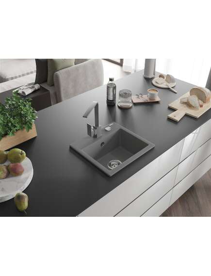 Mexen Milo zlewozmywak granitowy 1-komorowy z baterią kuchenną Rita, szary - 6505-71-670300-71, изображение 2