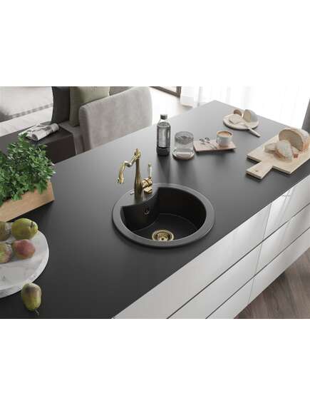 Mexen Diego zlewozmywak granitowy 1-komorowy z baterią kuchenną Carla, czarny/srebrny metalik - 6512-73-670700-50, изображение 2