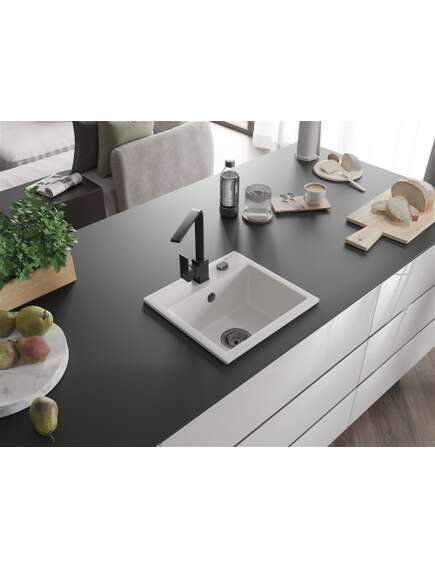 Mexen Milo zlewozmywak granitowy 1-komorowy z baterią kuchenną Rita, biały - 6505-20-670300-70, изображение 2