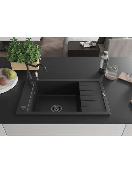 Mexen Elias zlewozmywak granitowy 1-komorowy z ociekaczem i baterią kuchenną Carla, czarny - 6511-77-670700-70-B, изображение 3