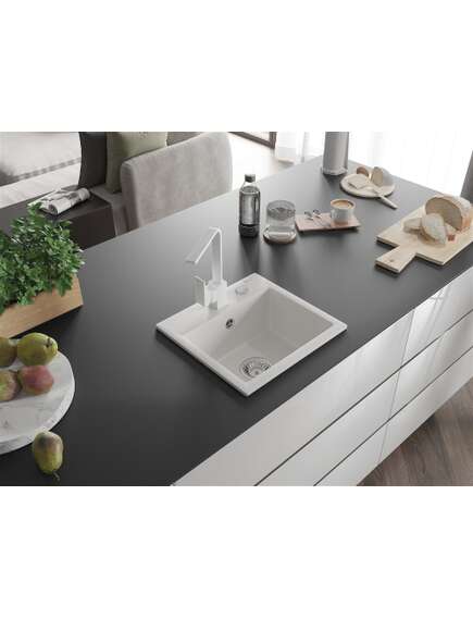 Mexen Milo zlewozmywak granitowy 1-komorowy z baterią kuchenną Rita, biały - 6505-20-670300-20, изображение 2
