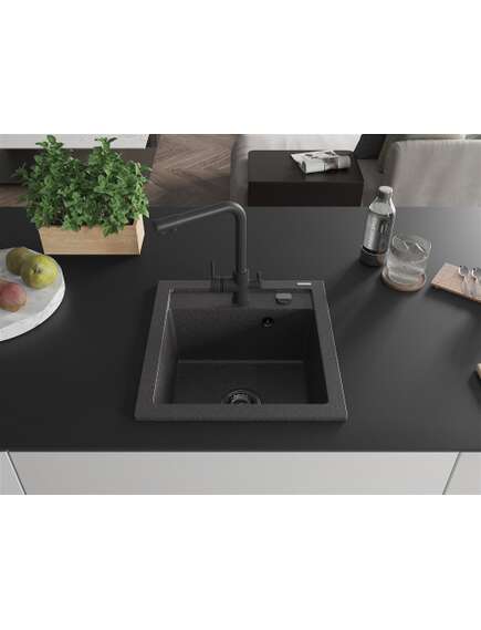 Mexen Vito zlewozmywak granitowy 1-komorowy z baterią kuchenną Duero, czarny nakrapiany - 6503-76-671600-70-B, изображение 3