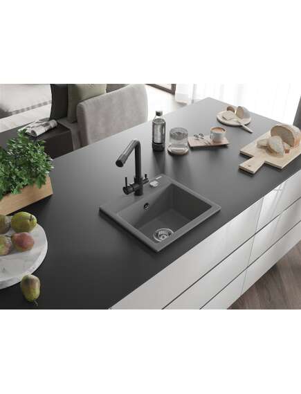 Mexen Milo zlewozmywak granitowy 1-komorowy z baterią kuchenną Duero, szary - 6505-71-671600-70, изображение 2