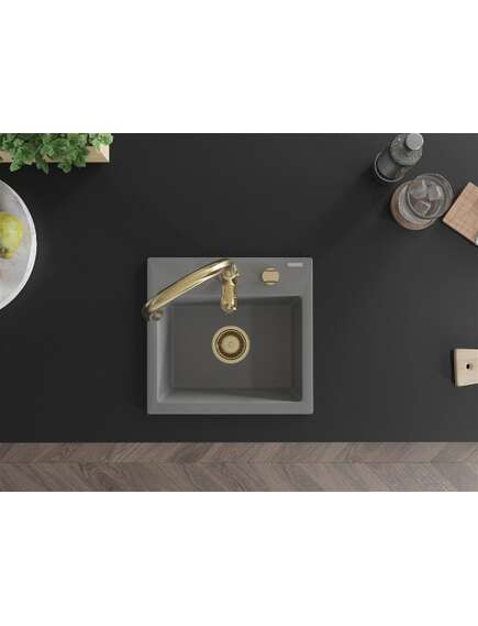 Mexen Milo zlewozmywak granitowy 1-komorowy z baterią kuchenną Savita, szary - 6505-71-672601-50, изображение 4