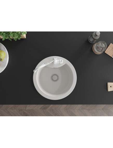 Mexen Diego zlewozmywak granitowy 1-komorowy z baterią kuchenną Carla, biały - 6512-20-670700-20, изображение 4