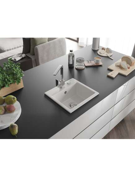 Mexen Milo zlewozmywak granitowy 1-komorowy z baterią kuchenną Rita, biały - 6505-20-670300-00, изображение 2