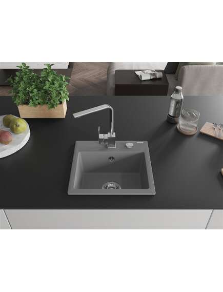 Mexen Milo zlewozmywak granitowy 1-komorowy z baterią kuchenną Rita, szary - 6505-71-670300-00, изображение 3