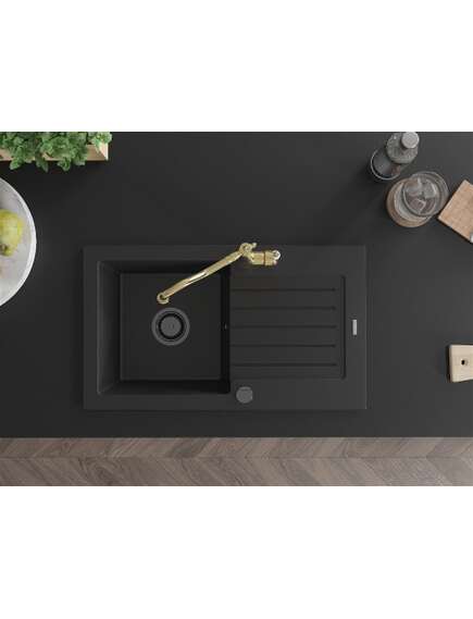 Mexen Pablo zlewozmywak granitowy 1-komorowy z ociekaczem i baterią kuchenną Carla, czarny - 6510-77-670700-50-B, изображение 4