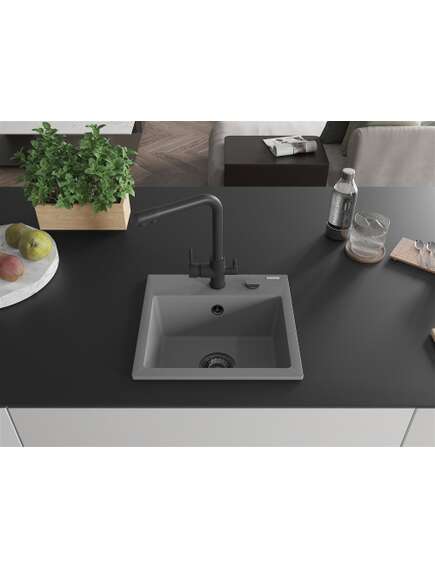 Mexen Milo zlewozmywak granitowy 1-komorowy z baterią kuchenną Duero, szary - 6505-71-671600-70-B, 3 image