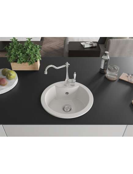 Mexen Diego zlewozmywak granitowy 1-komorowy z baterią kuchenną Carla, biały - 6512-20-670700-00, изображение 3