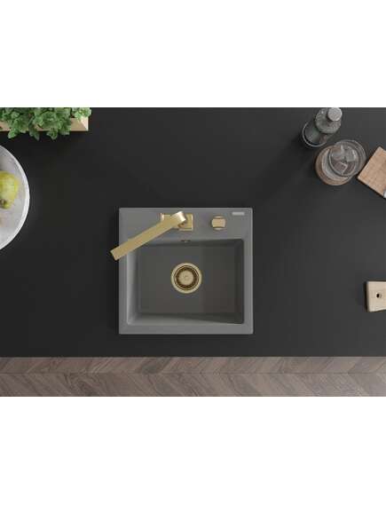 Mexen Milo zlewozmywak granitowy 1-komorowy z baterią kuchenną Rita, szary - 6505-71-670300-50, изображение 4