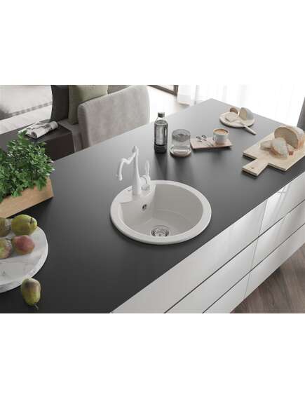 Mexen Diego zlewozmywak granitowy 1-komorowy z baterią kuchenną Carla, biały - 6512-20-670700-20, изображение 2