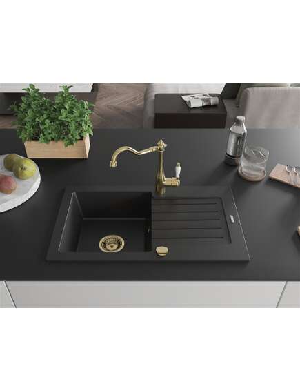 Mexen Pablo zlewozmywak granitowy 1-komorowy z ociekaczem i baterią kuchenną Carla, czarny - 6510-77-670700-50, изображение 3