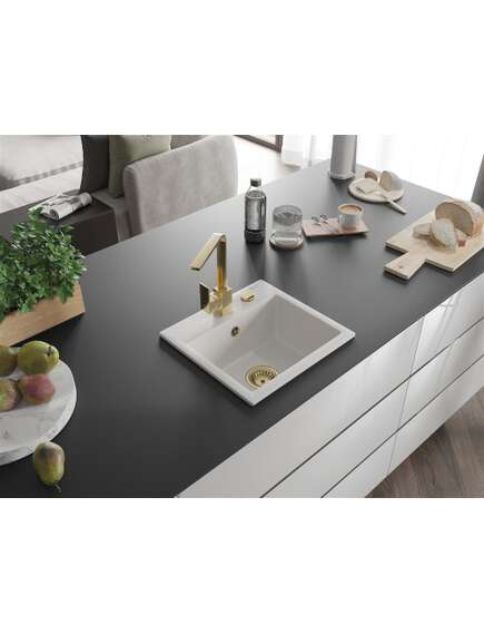 Mexen Milo zlewozmywak granitowy 1-komorowy z baterią kuchenną Rita, biały - 6505-20-670300-50, изображение 2