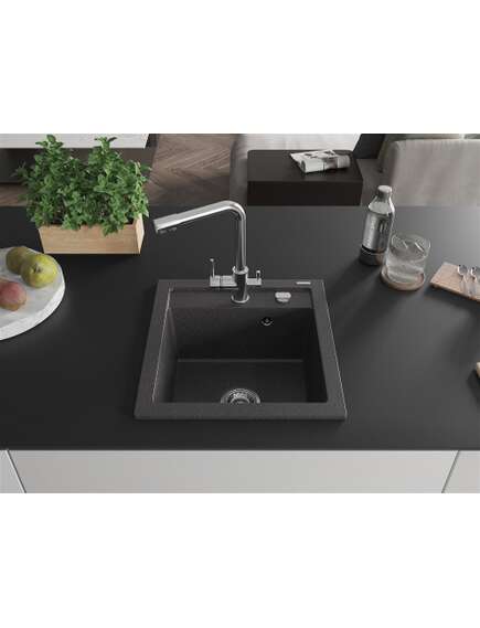 Mexen Vito zlewozmywak granitowy 1-komorowy z baterią kuchenną Duero, czarny nakrapiany - 6503-76-671600-00, изображение 3