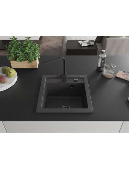 Mexen Vito zlewozmywak granitowy 1-komorowy z baterią kuchenną Rita, czarny nakrapiany - 6503-76-670300-70-B, изображение 3