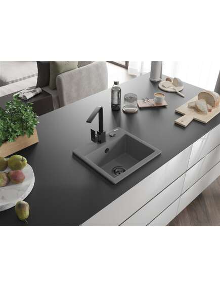 Mexen Milo zlewozmywak granitowy 1-komorowy z baterią kuchenną Rita, szary - 6505-71-670300-70-B, изображение 2