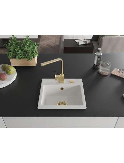 Mexen Milo zlewozmywak granitowy 1-komorowy z baterią kuchenną Rita, biały - 6505-20-670300-50, изображение 3