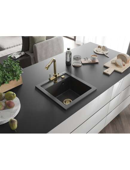 Mexen Vito zlewozmywak granitowy 1-komorowy z baterią kuchenną Duero, czarny nakrapiany - 6503-76-671600-50, изображение 2