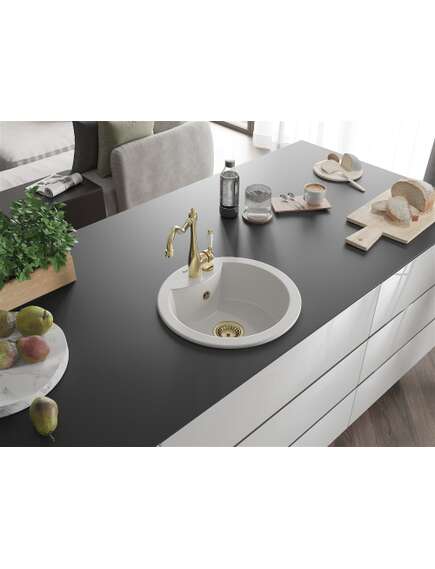 Mexen Diego zlewozmywak granitowy 1-komorowy z baterią kuchenną Carla, biały - 6512-20-670700-50, изображение 2