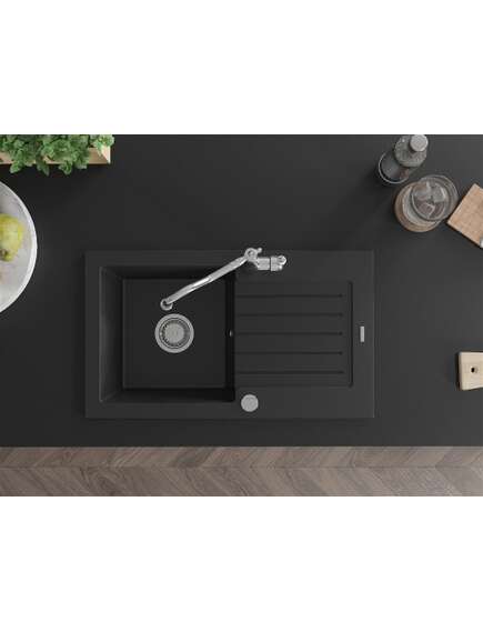 Mexen Pablo zlewozmywak granitowy 1-komorowy z ociekaczem i baterią kuchenną Carla, czarny - 6510-77-670700-00, изображение 4