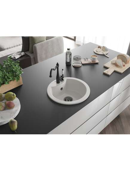 Mexen Diego zlewozmywak granitowy 1-komorowy z baterią kuchenną Carla, biały - 6512-20-670700-70, изображение 2