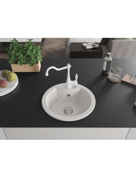 Mexen Diego zlewozmywak granitowy 1-komorowy z baterią kuchenną Carla, biały - 6512-20-670700-20, изображение 3