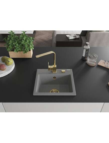 Mexen Milo zlewozmywak granitowy 1-komorowy z baterią kuchenną Rita, szary - 6505-71-670300-50, изображение 3