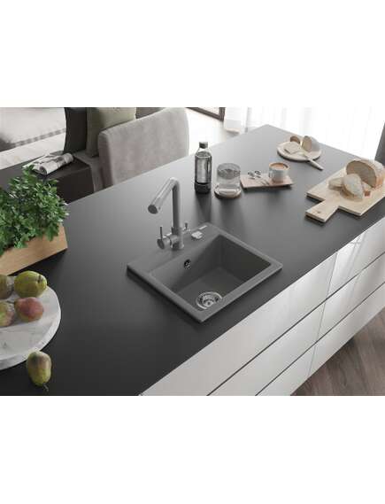 Mexen Milo zlewozmywak granitowy 1-komorowy z baterią kuchenną Duero, szary - 6505-71-671600-71, 2 image